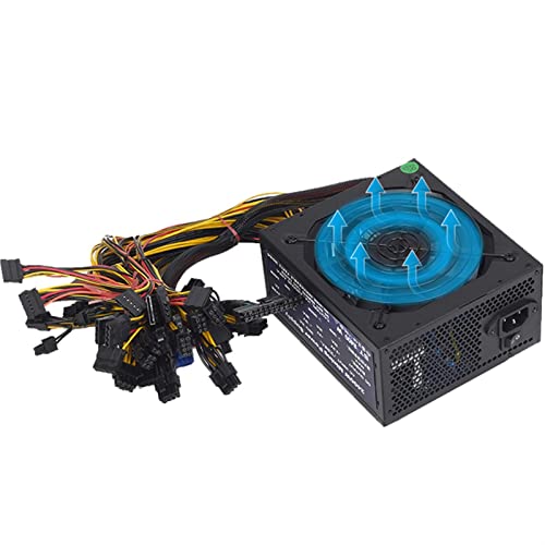 SOMKB Bitcoin-Netzteil für 1800 W Mining Rig Miner 2000 W 2400 W ATX 12 Volt Mining-Netzteil unterstützt 8 Display-Karten GPU (2400 W) von SOMKB