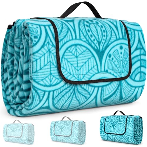 SOMLAW Picknickdecke Outdoor Campingdecke Wasserdichter Unterseite, 200x150cm Picknick Decke Camping Blanket Ideal für Camping und Wandern (Pfauenblau) von SOMLAW