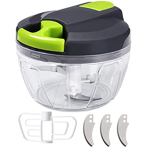 SOMLAW Zwiebelschneider Manuell, 520ml Zwiebel Zerkleinere mit 6 Klingen und 1 Mixer, Zwiebelhacker Gemüseschneider, Multizerkleinerer Manuell, Vegetable Onion Chopper Multischneider Knoblauchhacker von SOMLAW