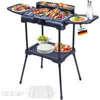 Sommertal BBQ231 Elektrogrill Balkongrill 2200W Camping Grill 2in1 Tischgrill mit Standfuß Stufenloser Temperaturregler Ablagefläche von SOMMERTAL