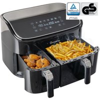 Sommertal Heißluftfritteuse HF DUAL 900 mit Doppelkammer 9 Liter XXL Airfryer & Dörrgerät 2850W Digitales Touch Display von SOMMERTAL