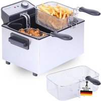 Xxl Doppel-Fritteuse mit Öl oder Fett – 3 Körbe, 5 Liter, 3000 Watt, Kaltzone, DF3270 – echte Edelstahl Fritteuse für knusprige Pommes - Sommertal von SOMMERTAL