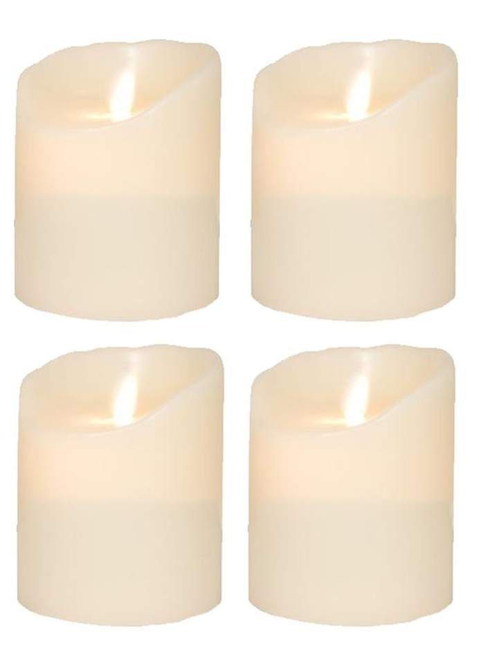 SOMPEX LED-Kerze 4er Set Flame LED Kerzen elfenbein 10cm (Set, 4-tlg., 4 Kerzen, Höhe 10cm, Durchmesser 8cm), mit Timer, Echtwachs, täuschend echtes Kerzenlicht von SOMPEX