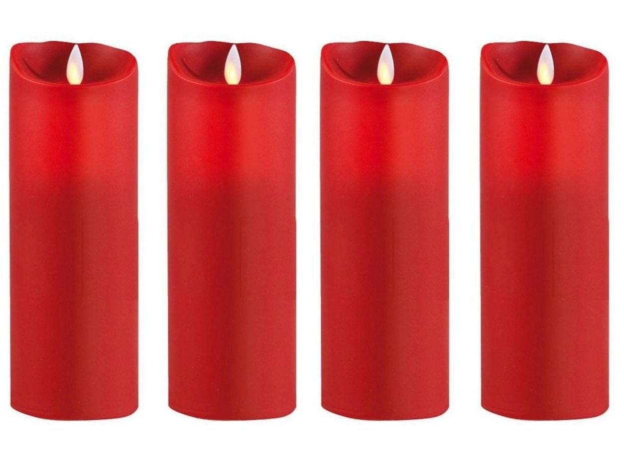SOMPEX LED-Kerze 4er Set Flame LED Kerzen rot 23cm (Set, 4-tlg., 4 Kerzen, Höhe 23cm, Durchmesser 8cm), mit Timer, Echtwachs, täuschend echtes Kerzenlicht von SOMPEX