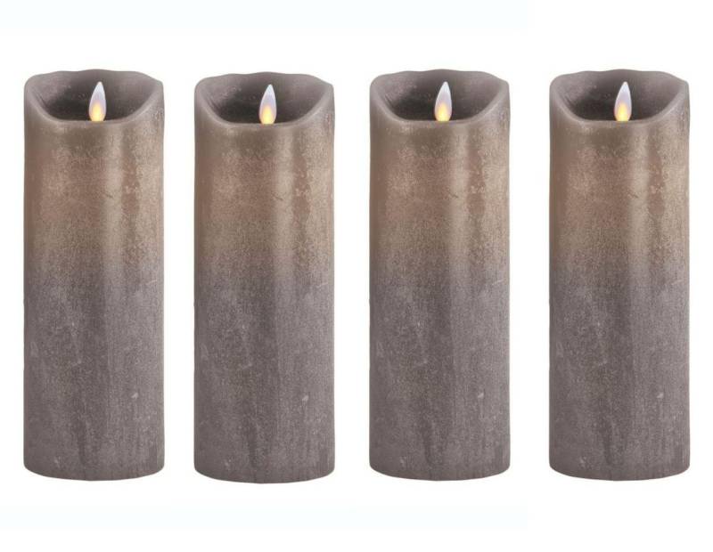 SOMPEX LED-Kerze 4er Set Flame LED Kerzen taupe 23cm (Set, 4-tlg., 4 Kerzen, Höhe 23cm, Durchmesser 8cm), mit Timer, Echtwachs, täuschend echtes Kerzenlicht von SOMPEX