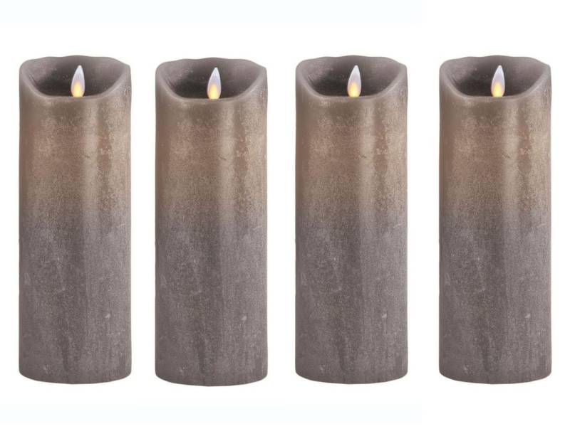 SOMPEX LED-Kerze 4er Set Flame LED Kerzen taupe 23cm (Set, 4-tlg., 4 Kerzen, Höhe 23cm, Durchmesser 8cm), mit Timer, Echtwachs, täuschend echtes Kerzenlicht von SOMPEX