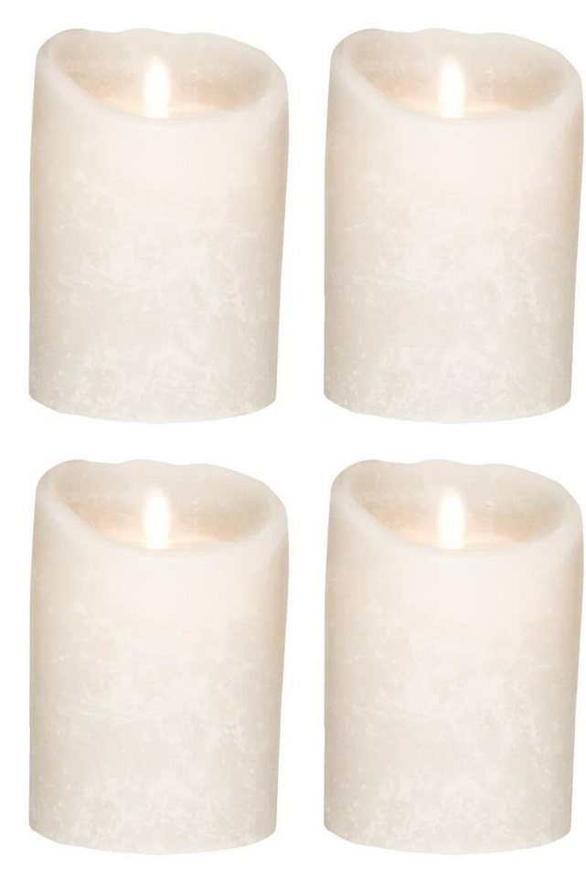SOMPEX LED-Kerze 4er Set Flame LED Kerzen weiß Frost 12,5cm (Set, 4-tlg., 4 Kerzen, Höhe 12,5cm, Durchmesser 8cm), mit Timer, Echtwachs, täuschend echtes Kerzenlicht von SOMPEX