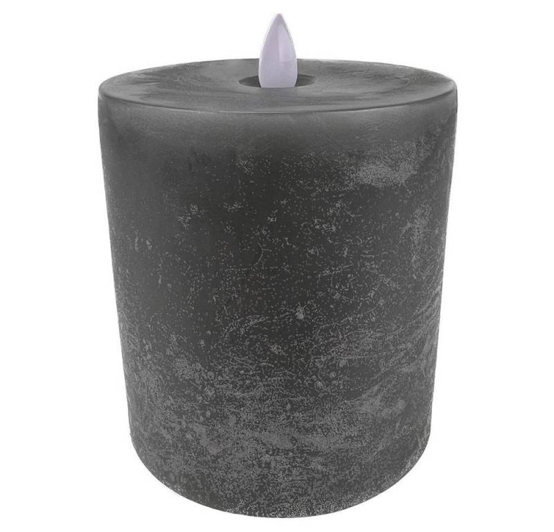 SOMPEX LED-Kerze Sompex Flame flach Echtwachs LED Kerze, grau, 10 x 11 cm (Kerze), integrierter Timer, Echtwachs von SOMPEX