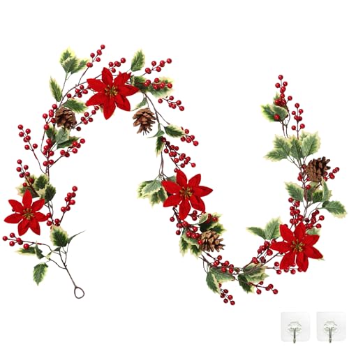 SOMYTING Künstliche Beerengirlande mit Grünen Blättern Weihnachtsgirlande mit Roten Beeren Girlande Weihnachten Tanne Girlande Rote Beerengirlande für Hochzeit Kamin Treppe Tischdekoration SOMYTING Künstliche Beerengirlande mit Grünen Blättern Weihnachtsgirlande mit Roten Beeren Girlande Weihnachten Tanne Girlande Rote Beerengirlande für Hochzeit Kamin Treppe Tischdekoration von SOMYTING