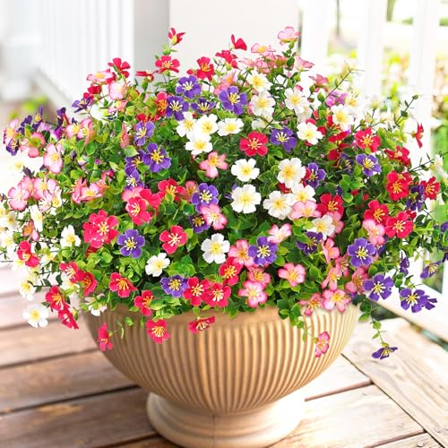 SOMYTING Künstliche Blumen 12 Bündel Künstliche Balkonpflanzen UV-beständig gefälschte Blumen Kein Verblassen Plastik Blumen für Outdoor Indoor Balkon Balkonkasten Blumenkasten (Mehrfarbig) von SOMYTING