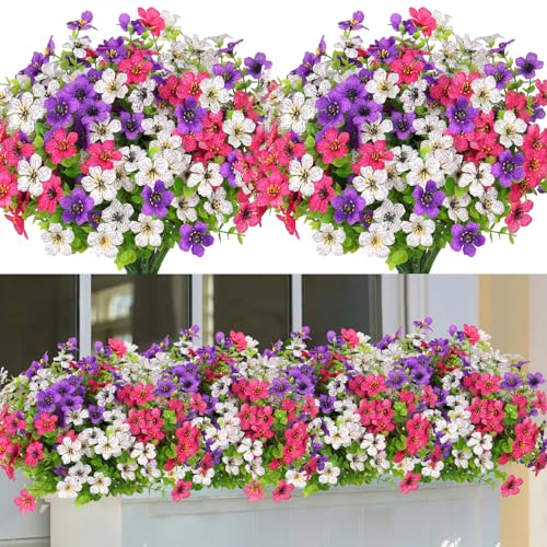 SOMYTING Künstliche Blumen 9 Bündel im Freien UV-beständig gefälschte Blumen Kein Verblassen Grüne Künstliche Pflanze Garten Veranda Fenster Box Büro Sträucher Dekorieren(Farbmischung) von SOMYTING