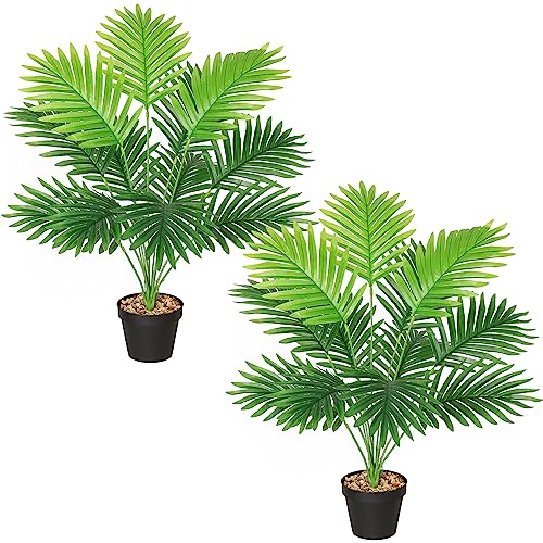 SOMYTING Kunstpflanzen Groß Areca Kunstpalme 68 cm Hoch 12 Zweige im Topf Künstliche Pflanze Tropical Hawaii Grün Fake Plant Real Touch Pflanzen Kunstblume Deko Büropflanzegroß Grünpflanze 2 Stücke von SOMYTING