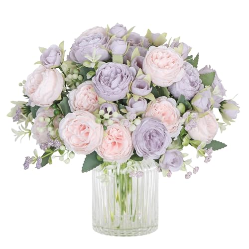 SOMYTING Pfingstrose Künstliche Blumen 2 Bündel Künstliche Pfingstrose Blumenstrauß Fake Blumen Seidenpfingstrosen Blumensträuße für Hochzeit Partei Tischaufsätze Blumenarrangement Heim Küche Dekor von SOMYTING