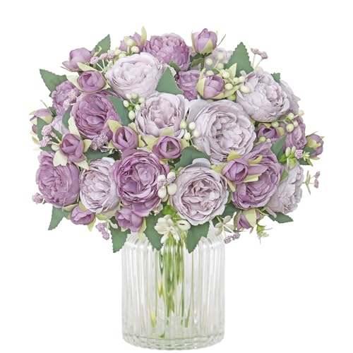 SOMYTING Pfingstrose Künstliche Blumen 2 Bündel Künstliche Pfingstrose Blumenstrauß Kunstblumen Seidenpfingstrosen Blumensträuße für Hochzeit Partei Tischaufsätze Blumenarrangement Heim Küche Dekor von SOMYTING