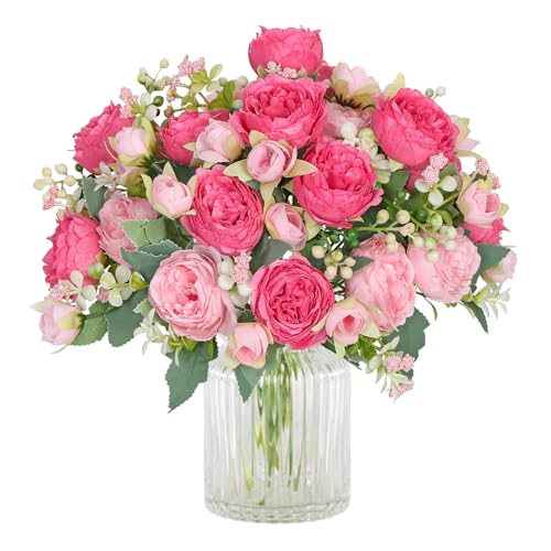 SOMYTING Pfingstrose Künstliche Blumen 4 Bündel Künstliche Pfingstrose Blumenstrauß Kunstblumen Seidenpfingstrosen Blumensträuße für Hochzeit Partei Tischaufsätze Blumenarrangement Heim Küche Dekor von SOMYTING