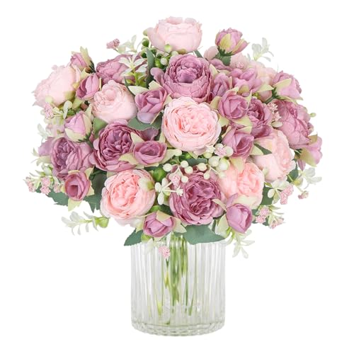 SOMYTING Pfingstrose Künstliche Blumen 4 Bündel Künstliche Pfingstrose Blumenstrauß Kunstblumen Seidenpfingstrosen Blumensträuße für Hochzeit Partei Tischaufsätze Blumenarrangement Heim Küche Dekor von SOMYTING