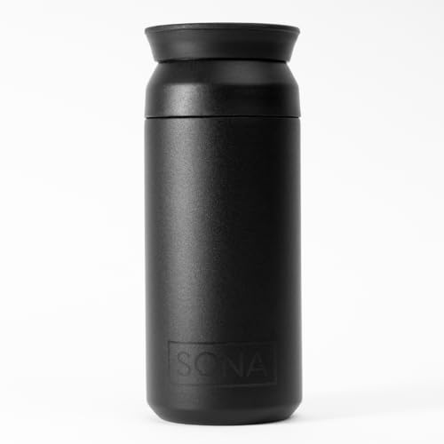 Sona Thermobecher - Edelstahl Kaffeebecher to go - BPA-frei - 360° Trinköffnung - 350 ml - matt schwarz von SONA
