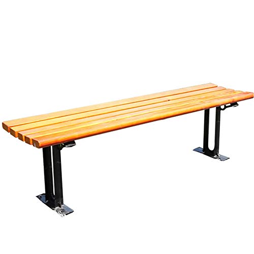 3-Sitzer Terrasse Gartenbank Outdoor Hofbank Wetterfeste Loungebänke mit Gusseisengestell und korrosionsbeständigem Massivholz, Verzierte Bänke mit Veranda hinten (Mit Rückenlehne 120cm Kunststoff von SONAMUA