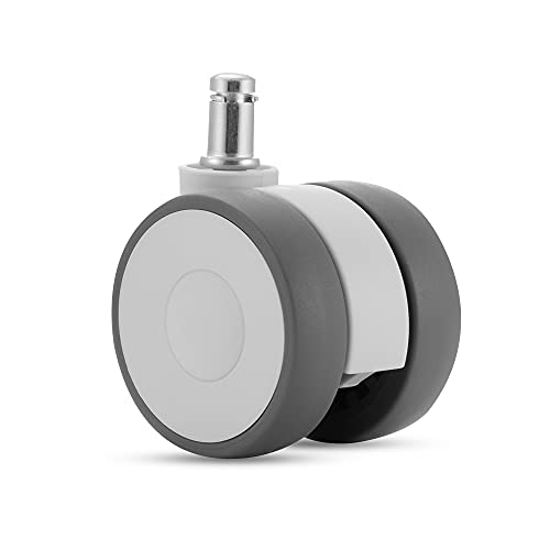 Bürostuhl Rollen 11mm Hartbodenrollen für Bürostühle 5er Set Ersatzrollen Schreibtischstuhl Rollen, Gummirollen Bürostuhl für Teppich und Parkettböden und Fliesen, Bürostuhlrollen 65mm bis300 kg, Weiß von SONANA