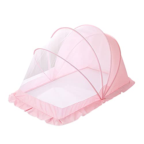 SONARIN Baby Moskitonetz,Bottomless Folding Krippen-Moskitonetz für 0-5 Jahre Altes Baby,Faltbares Tragbares Atmungsaktiv Moskito Net Geeignet für Familien- und Outdoor-Reisen 115CM*60CM*65CM(Rosa) von SONARIN