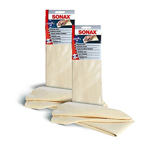 2X SONAX PREMIUMLEDER Leder Naturleder AUTOPFLEGE Tuch FENSTERLEDER TROCKENTUCH von SONAX