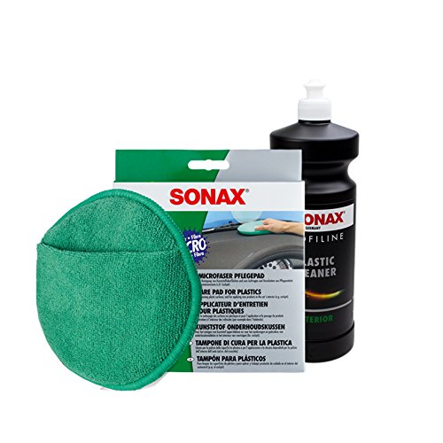 MICROFASER Pflege PAD Schwamm + PROFILINE KUNSTSTOFFREINIGER Innenraum Set von SONAX