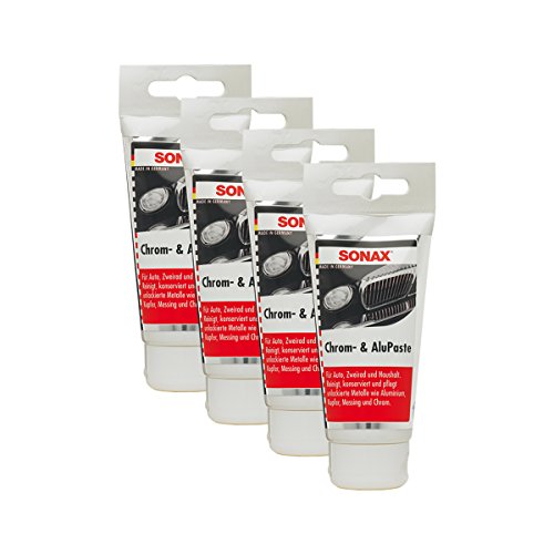 SONAX 4X 03080000 Chrom- & AluPaste Poliermittel Pflegepaste 75ml von SONAX