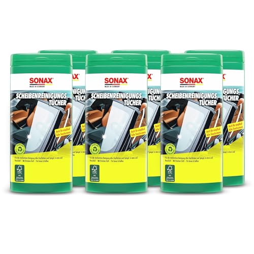 SONAX 6X 04120000 ScheibenReinigungsTücher Box 25 Stück von SONAX