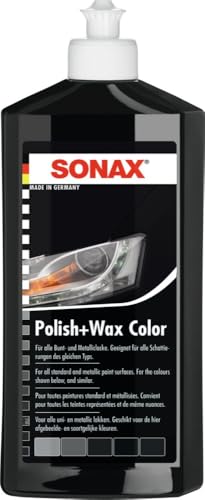 SONAX Polish+Wax Color (500 ml) moyennement abrasif à la cire de carnauba avec pigments de couleur noir | Réf: 02960000-810 von SONAX