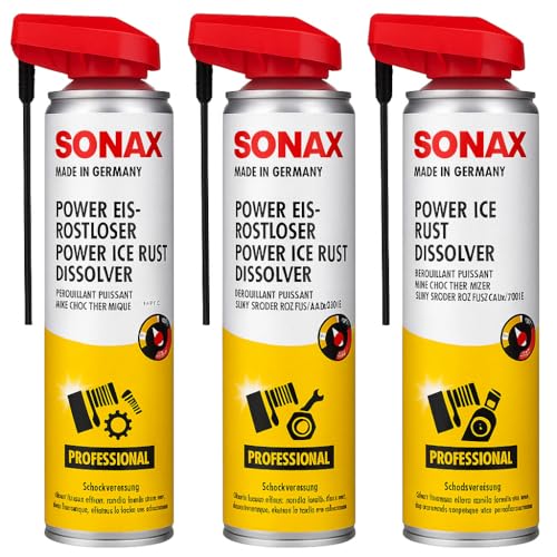 SONAX PowerEis-Rostlöser mit EasySpray (3x400 ml) Schockvereiser zum effektiven Lösen von festsitzenden Verbindungen | Art-Nr. 04723000 von SONAX