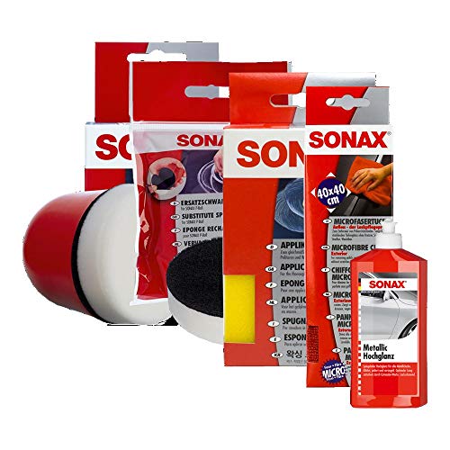 Schwamm + MICROFASERTUCH + POLIERBALL + ERSATZSCHWAMM + METALLIC Hochglanz PFLEG Schwamm + MICROFASERTUCH + POLIERBALL + ERSATZSCHWAMM + METALLIC Hochglanz PFLEG von SONAX