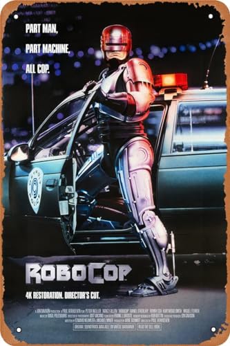 Metall-Blechschild Robocop-Filmposter Wanddekoration lustig für Zuhause, Küche, Bar, Pub, Mann, Café, Raumdekoration, Vintage-Retro-Schild, 30,5 x 20,3 cm von SONAXO