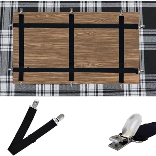 SONAXO Tischdeckenklammern Elastizität, 10 Stück versteckte Tischdeckenklammern, Elastische Riemen Clips zum Befestigen von Tischdecken Picknick Tischen Sofa Bett (Black) von SONAXO