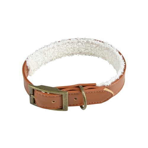 Love Story Halsband aus Kunstleder, Futter mit Wolle, Schnalle, Größe M, 40 x Höhe 2 cm, Cognac/Ecru von Love Story