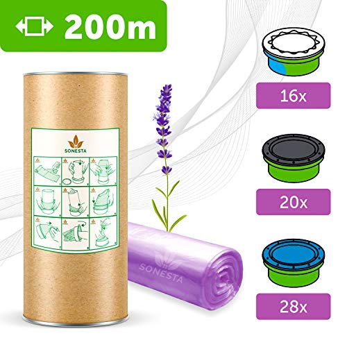200m ECO Nachfüllfolie universell für Windeleimer Kompatibel mit Tommee Tippee TEC, Simplee, Twist & Click und andere | für Nachfüllkassetten | Lavendelduft von SONESTA