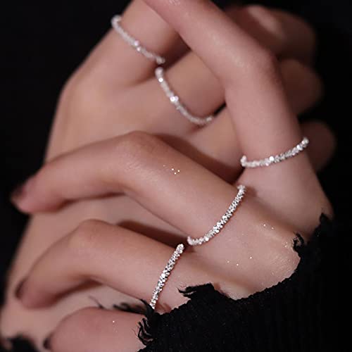 925 Sterling Silber Funkelnder Ring Einfacher Stil Vielseitig Dekorativer Kompakter Zeigefinger Ring Damen Modeschmuck von SONGK