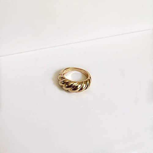 Gold Silber Farbe Twisted Croissants Ringe Fäden Geometrische Ringe für Frauen Minimalistische Chunky Ringe Vintage Schmuck von SONGK
