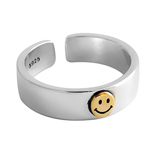 Retro Smiley Face Ring Weiblicher Lächeln Ring Student Offener Finger Einstellbare Ringe Persönlichkeit Schmuck von SONGK