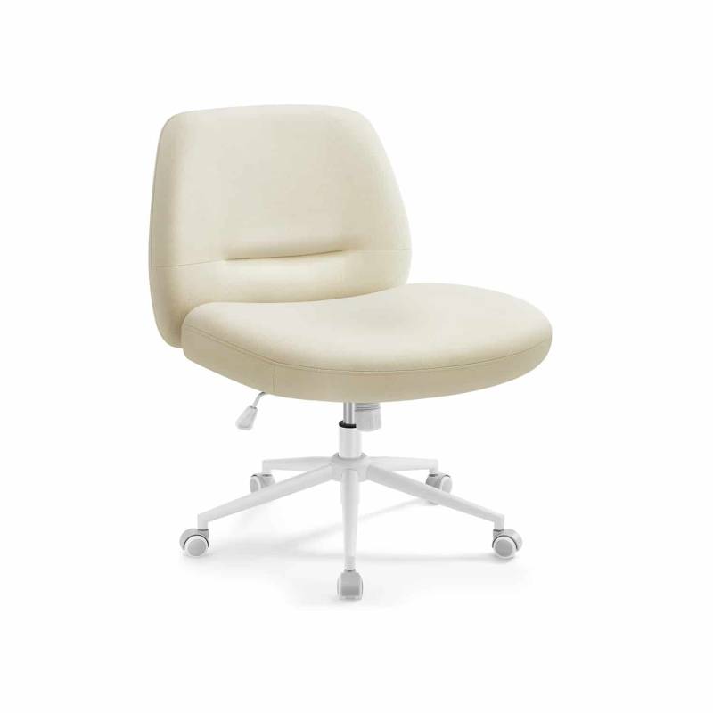 Bürostuhl mit breiter Sitzfläche und Fußkreuz beige von SONGMICS HOME
