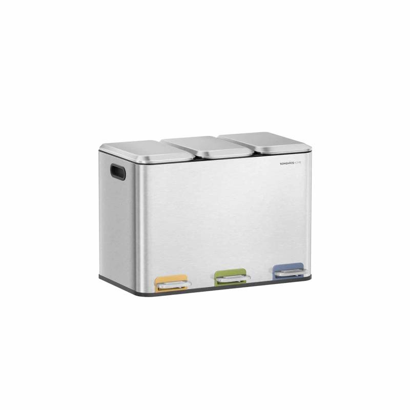 Mülleimer Küche 3 x 15 L Fächer metallicsilber von SONGMICS HOME
