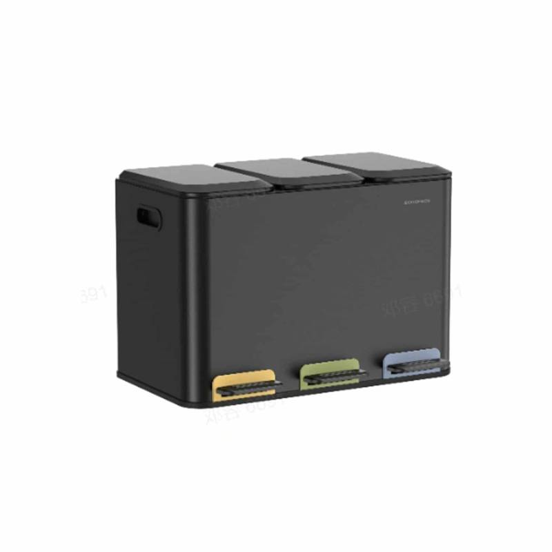 Mülleimer Küche 3 x 15 L Fächer tintenschwarz von SONGMICS HOME