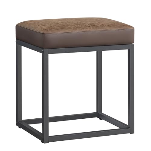 SONGMICS HOME Sitzhocker, Rechteckig, Kunstleder, Braun, 41T x 41B x 44H cm, bis 300 kg Tragfähigkeit von SONGMICS HOME