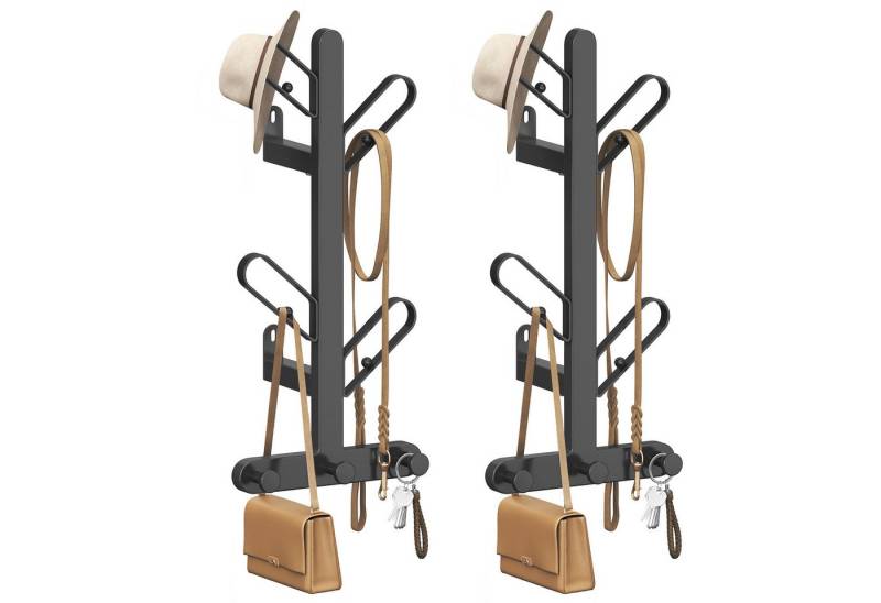 SONGMICS HOME Wandgarderobe Kleiderständer (2 St), Wandgarderobe, Garderobe in Baum-Form, 7 Haken, für Kleidung, Taschen von SONGMICS HOME