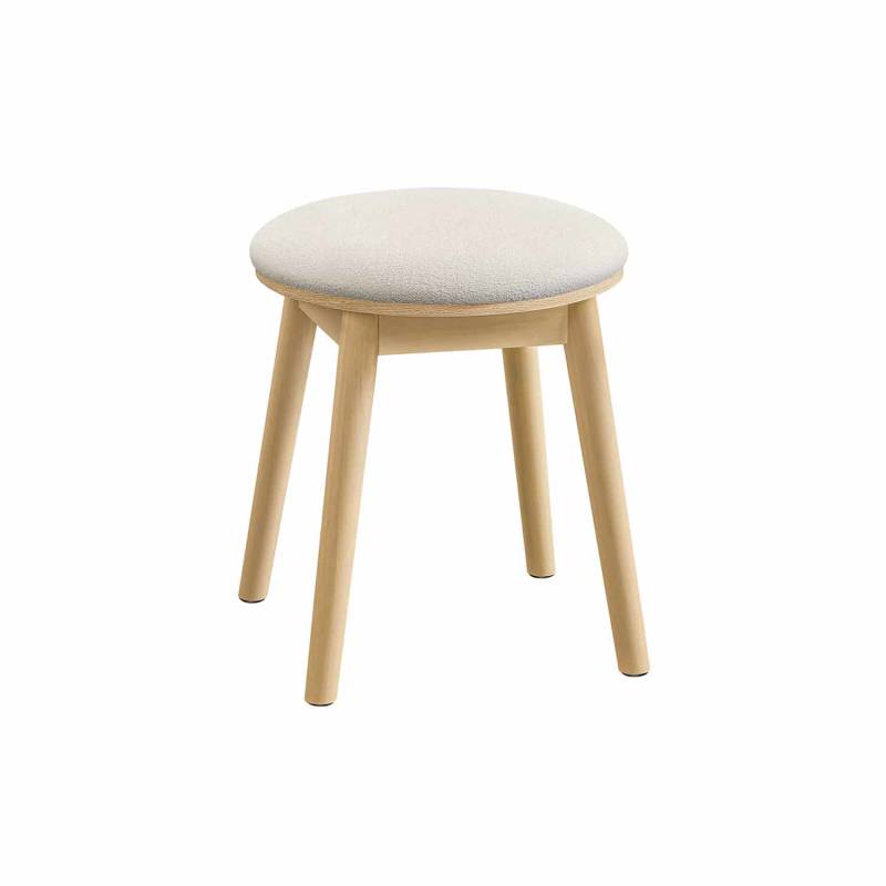 Schminkhocker rund Boho-Stil cremeweiß-eichenbeige von SONGMICS HOME