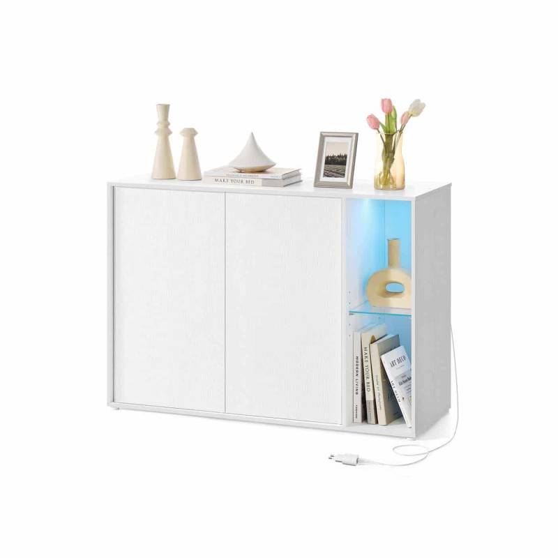 Sideboard mit Beleuchtung Toolless-Technologie schneeweiß von SONGMICS HOME