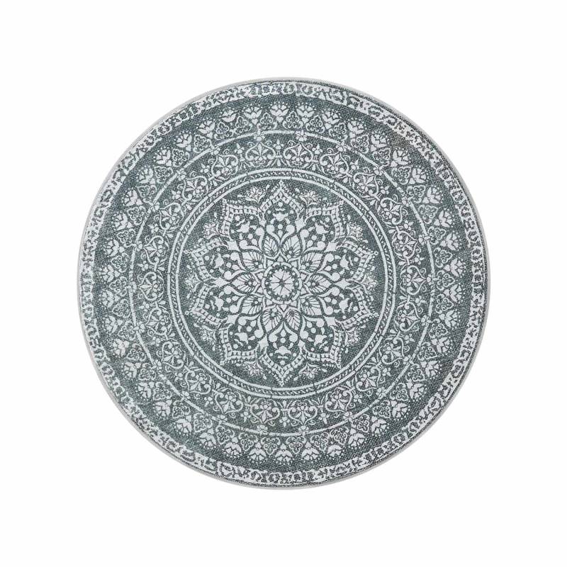 Teppich rund 120 cm d Boho-Stil anthrazitgrau von SONGMICS HOME