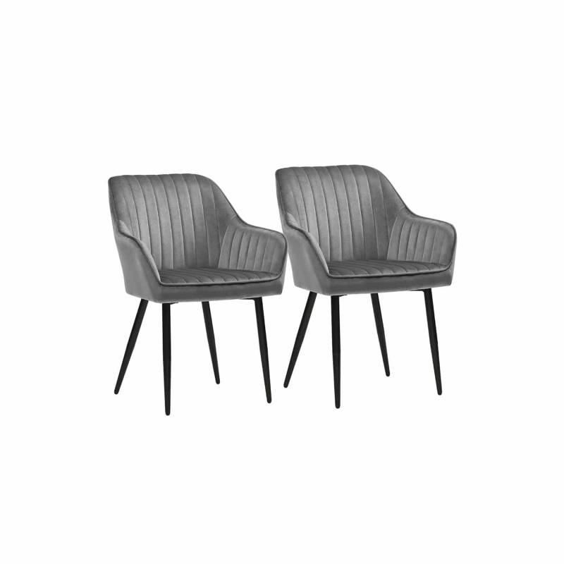 2er Set Esszimmerstühle Sessel Hellgrau von SONGMICS