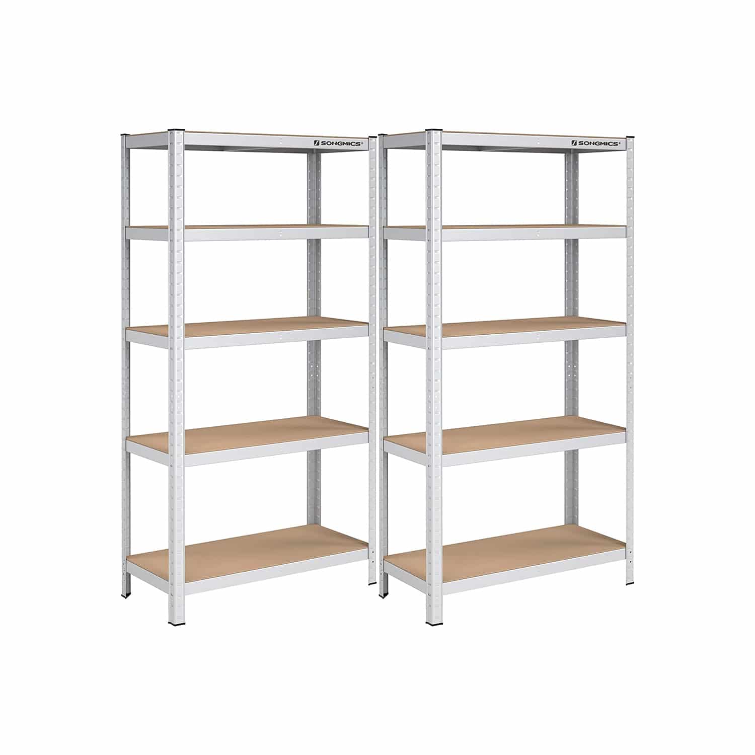 2er Set Lagerregal 180 cm hoch silbern 2er Set Lagerregal 180 cm hoch silbern von SONGMICS