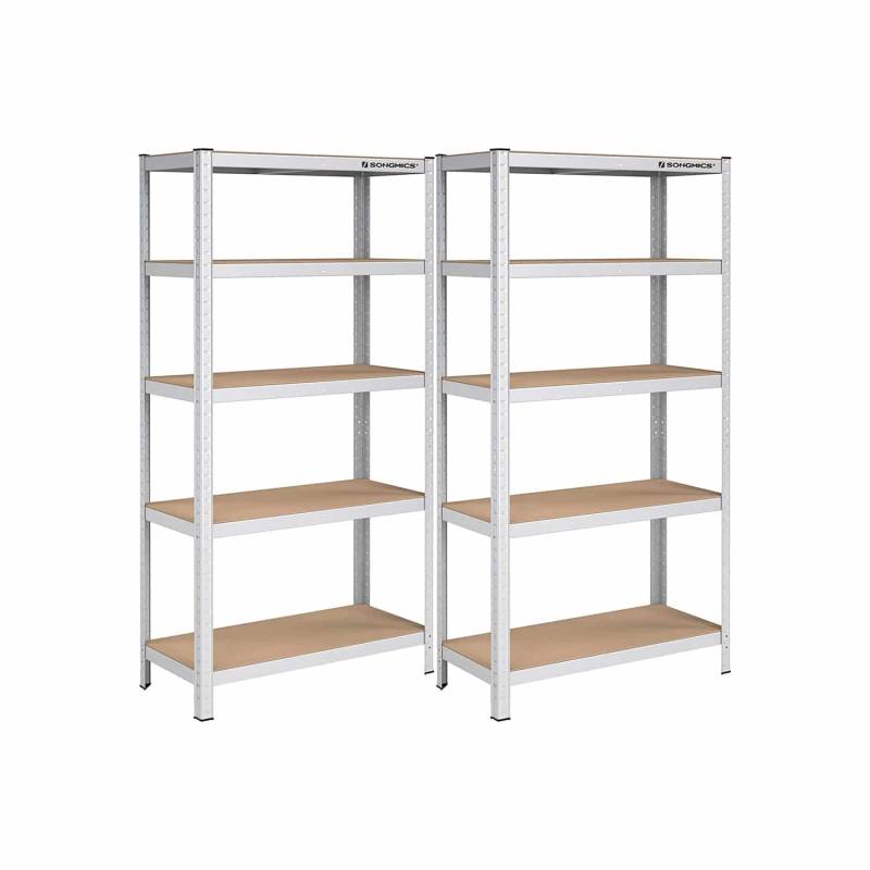2er Set Lagerregal 180 cm hoch silbern von SONGMICS
