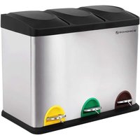 Songmics - Abfalleimer mit 3 Behältern 45L mit Pedal silbergrau von SONGMICS